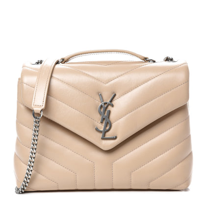 Saint Laurent Calfskin Y Quilted Monogram Small Loulou Chain Satchel Nude Powder 1 of 12