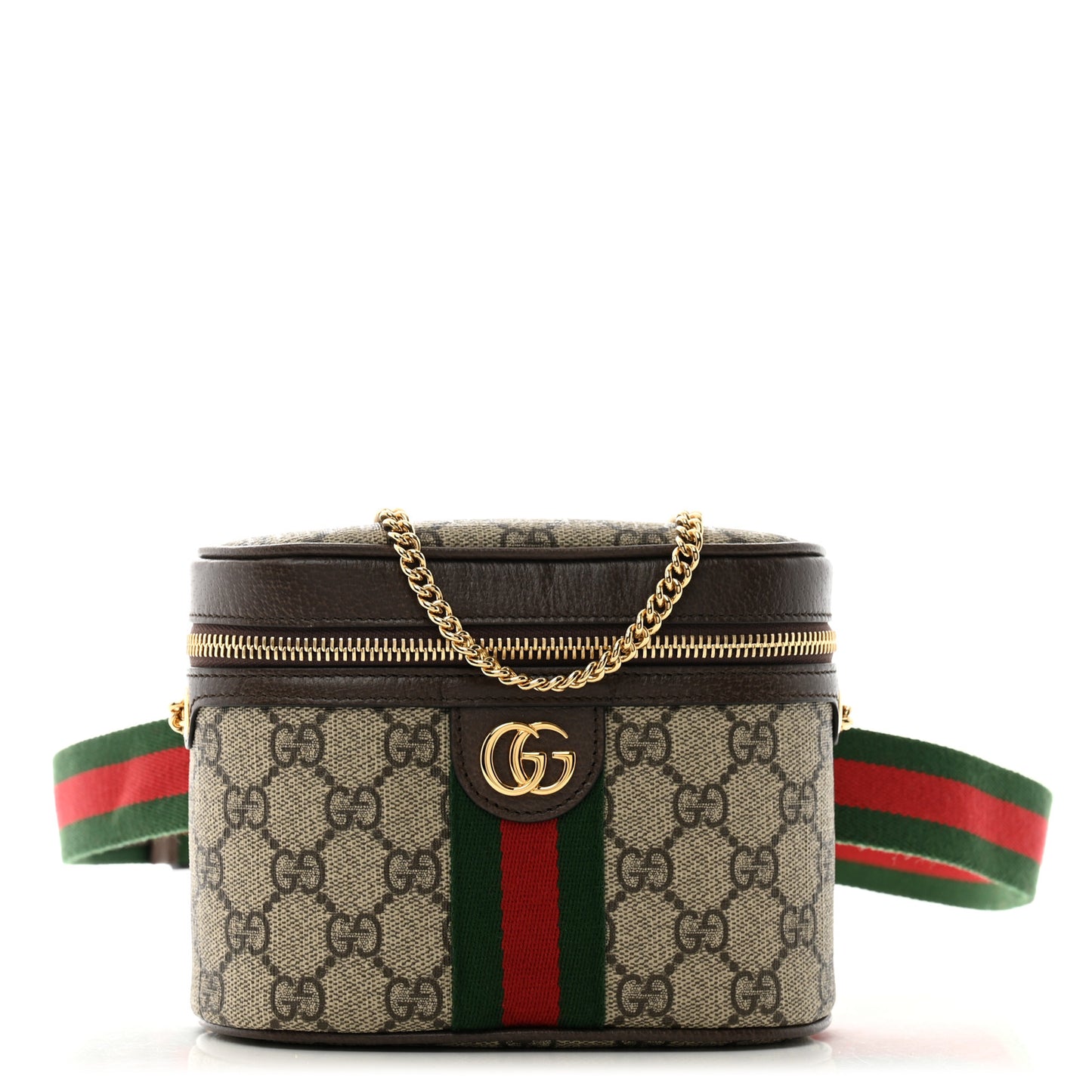 GG Supreme Monogram Textured Dollar Calfskin Web Ophidia Belt Bag 95 38 Beige Ebony New Acero