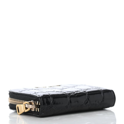 Miu Miu Patent Crocodile Embossed St Cocco Lux Compact Wallet Black 4 of 9