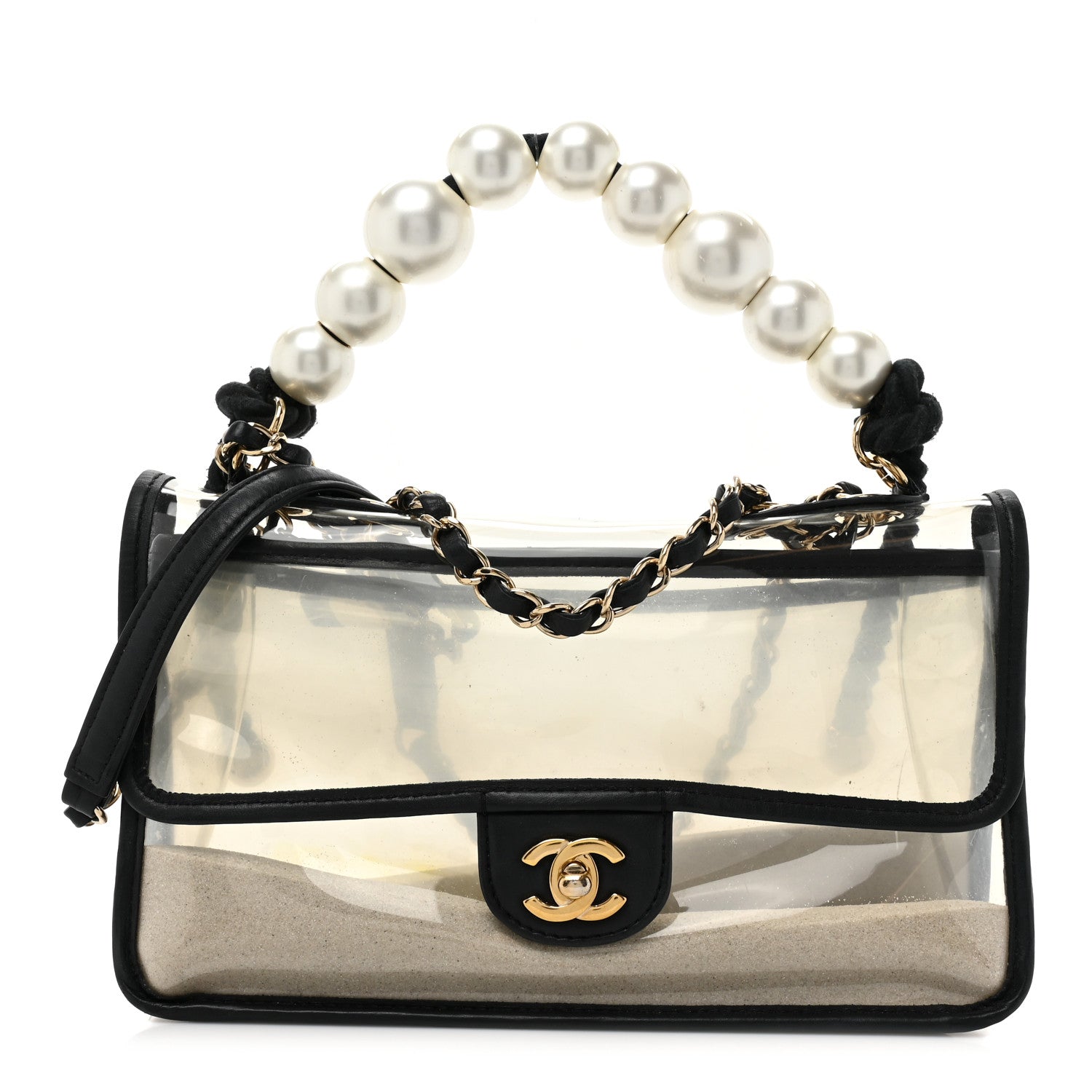 Chanel Lambskin PVC Sand By The Sea Flap With Pearl Strap Black 1 of 13