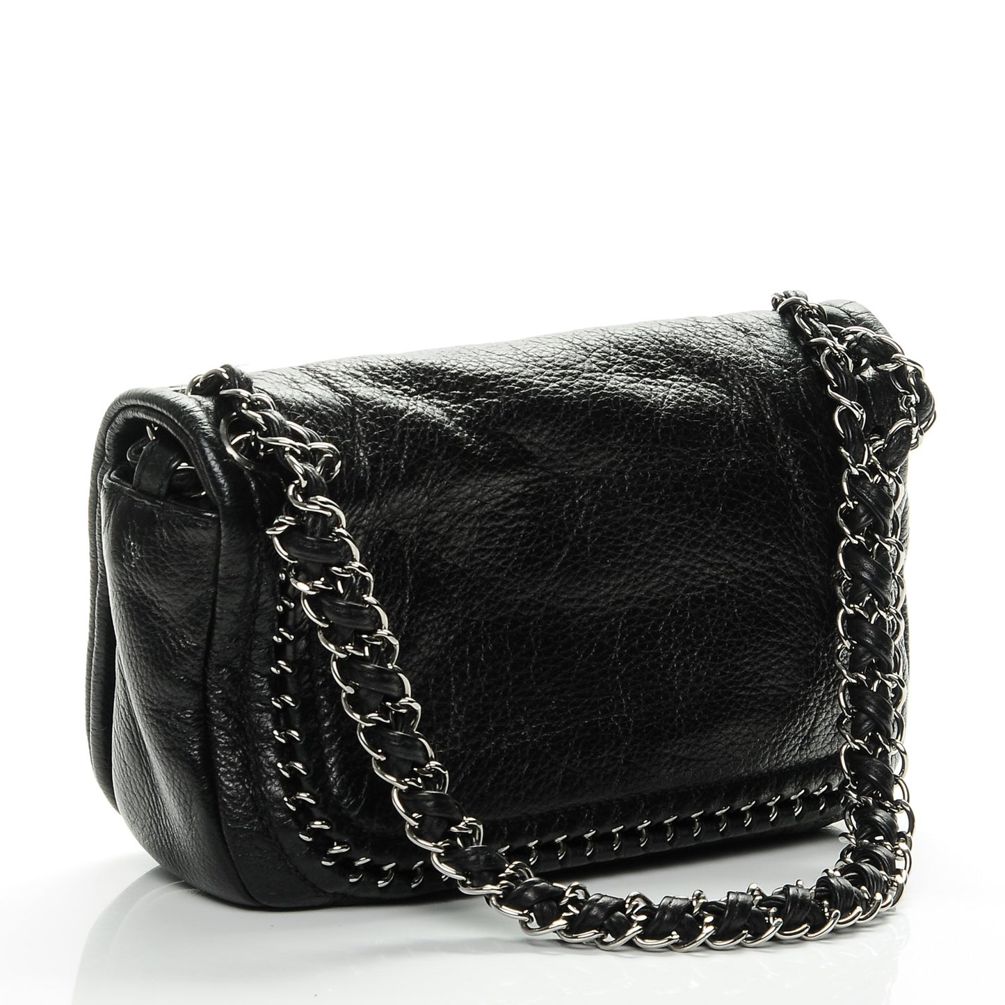 Deerskin Small Luxe Ligne Flap Black