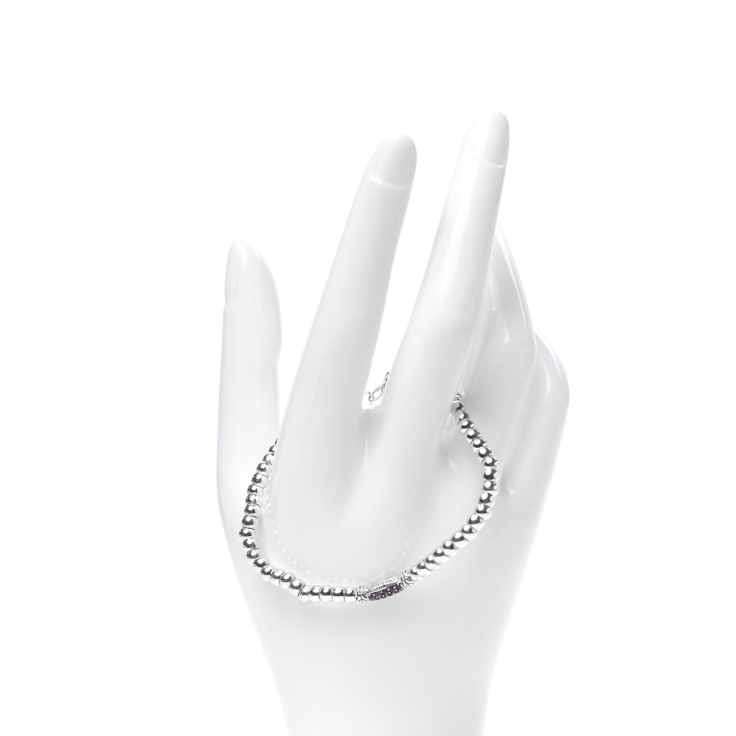 Sterling Silver Amethyst Bedeg Bead Bracelet