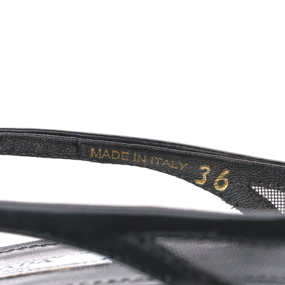 Prada Mesh Nappa Triangle Logo Pointed Toe 45mm Slingback Pumps 36 Black 8 of 9