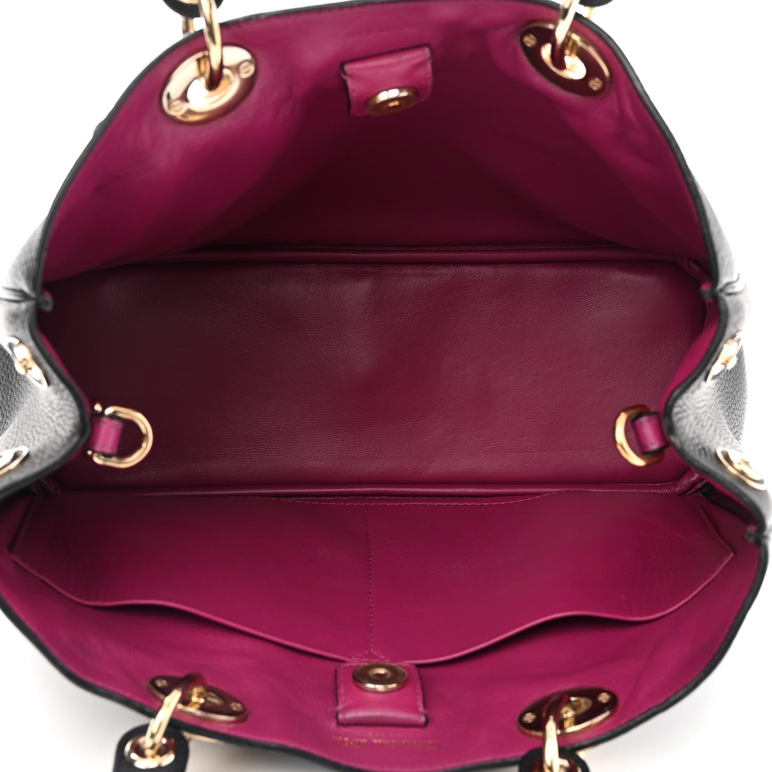 Christian Dior Bullcalf Medium Diorissimo Tote Black Rose Indien 9 of 13