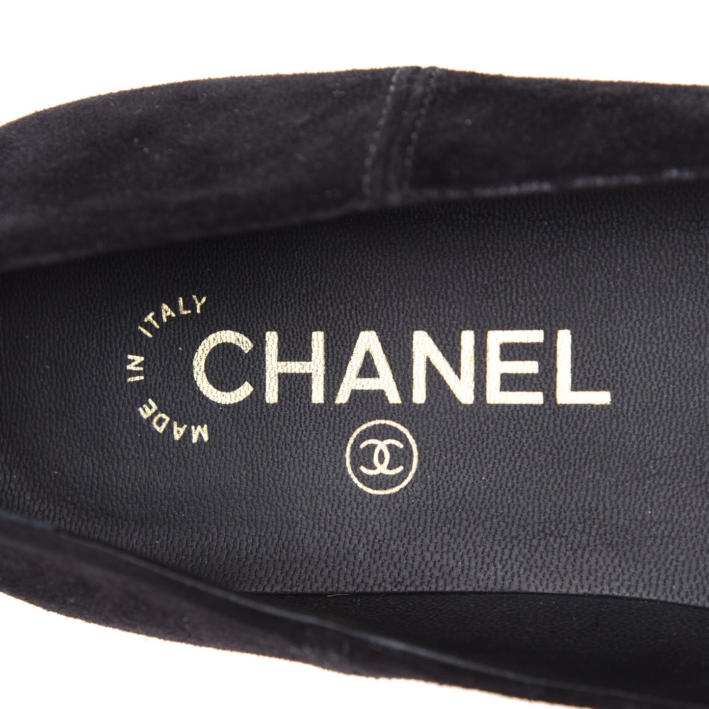 Suede Camellia CC Ballerina Flat 38.5 Black