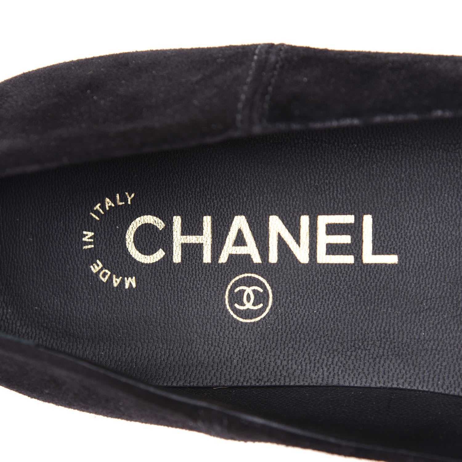 Chanel Suede Camellia CC Ballerina Flat 38.5 Black 7 of 10
