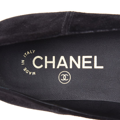 Chanel Suede Camellia CC Ballerina Flat 38.5 Black 7 of 10