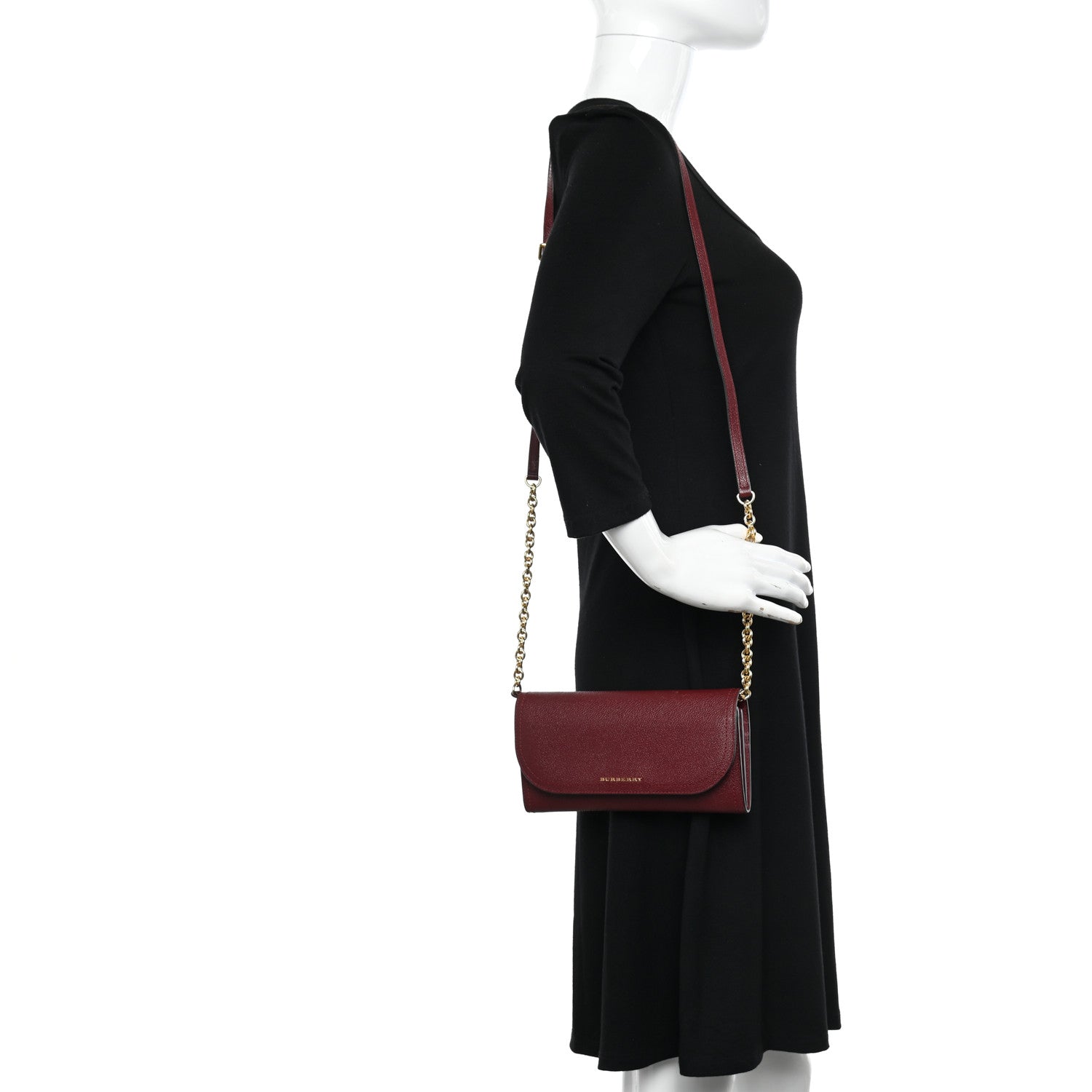 Burberry Grainy Calfskin Henley Wallet On Chain Burgundy 2 of 12