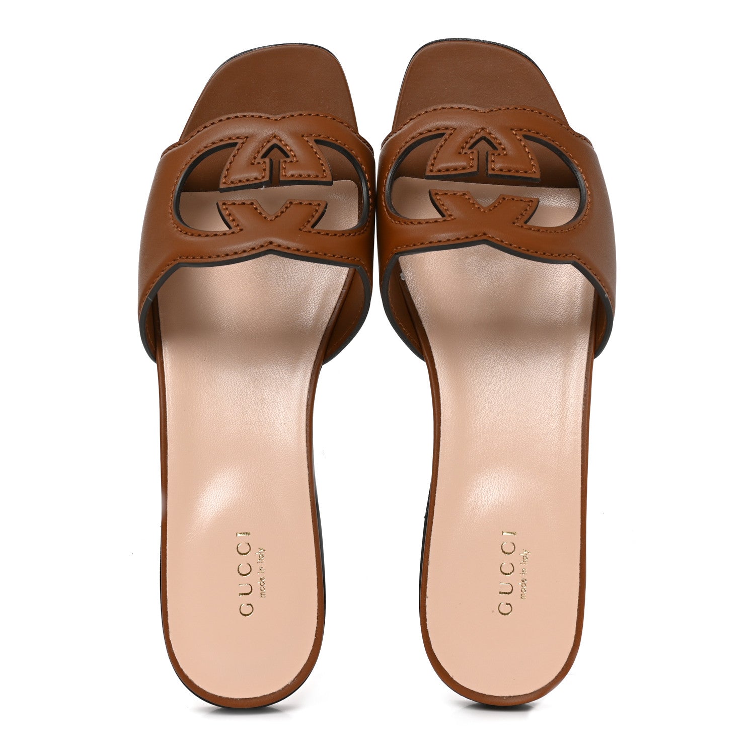 Gucci Cosmos Softy Calfskin Interlocking G Cut Out Slide Sandals 39 Cuir 2 of 8