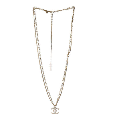 Chanel Crystal Double Chain CC Necklace Gold 3 of 5