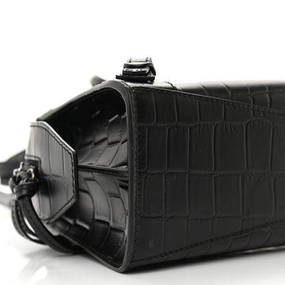 Balenciaga Semi Shiny Calfskin Crocodile Embossed Neo Classic Black Hardware Mini City Black 10 of 13