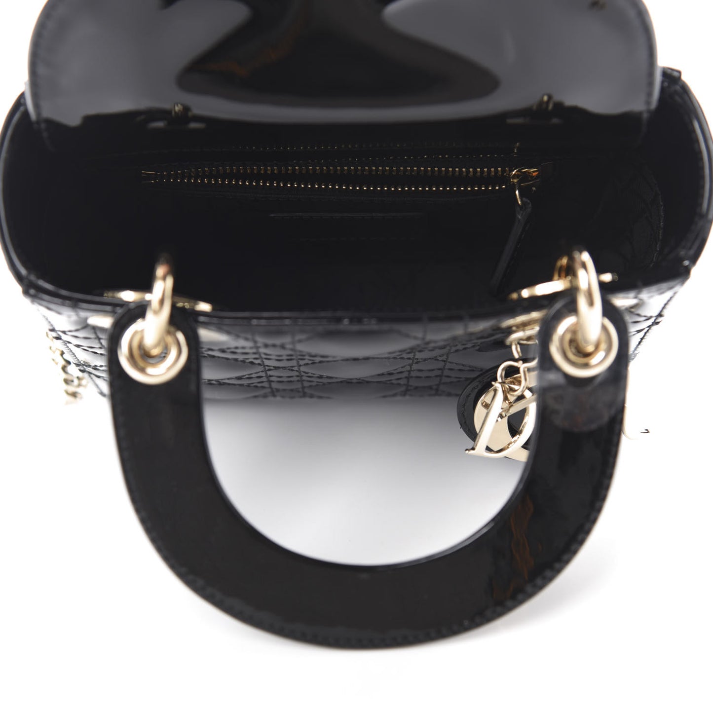 Patent Cannage Mini Lady Dior Black