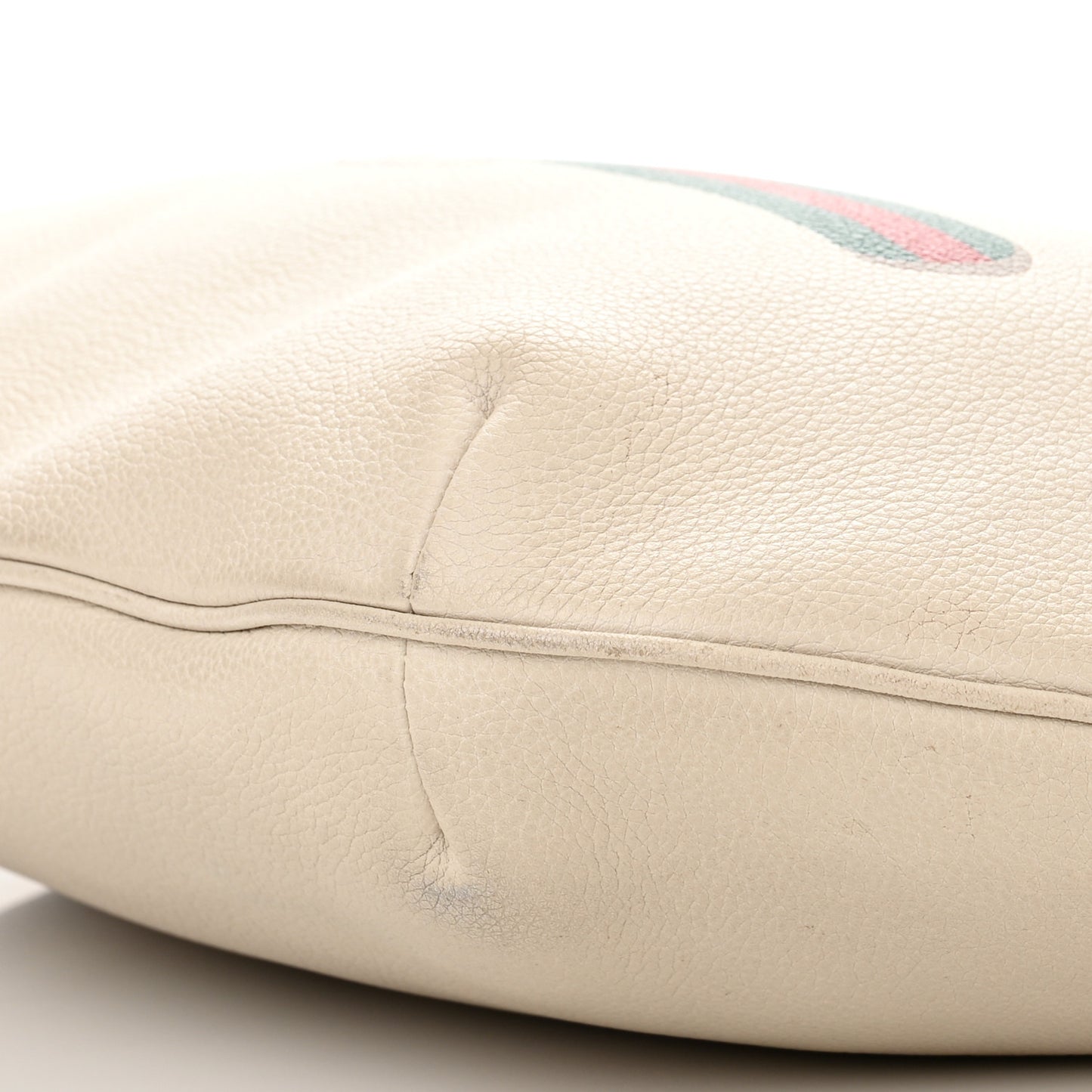 Grained Calfskin Logo Half Moon Hobo White