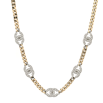 Chanel Crystal Chain CC Link Choker Gold Silver 2 of 5