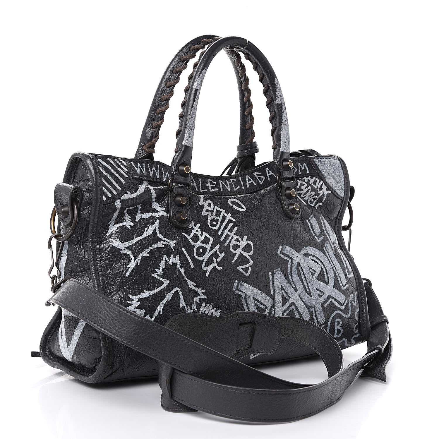 Balenciaga Agneau Arena Graffiti All Over Classic Hardware S City Gris Fossile White 3 of 10
