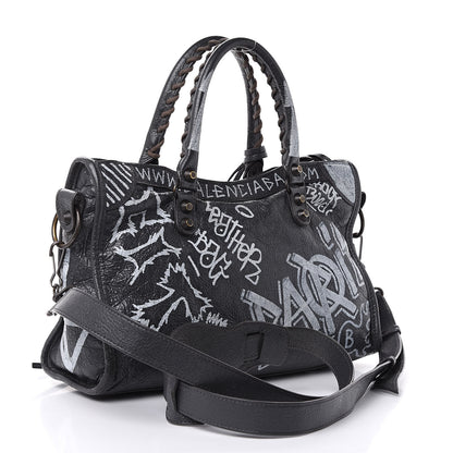 Balenciaga Agneau Arena Graffiti All Over Classic Hardware S City Gris Fossile White 3 of 10