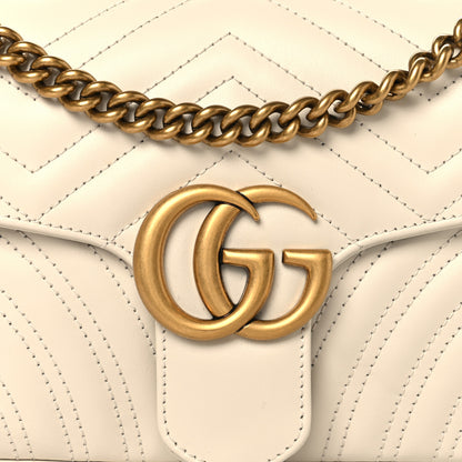 Gucci Calfskin Matelasse Small GG Marmont Shoulder Bag White 8 of 10