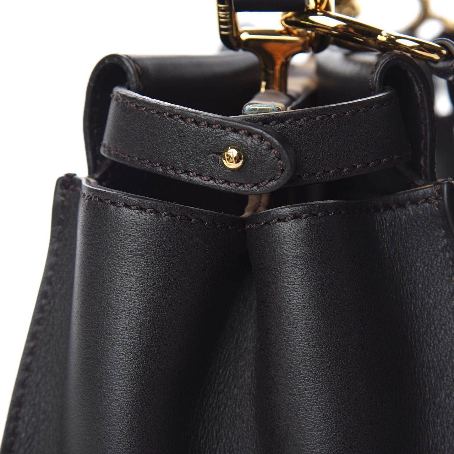 Vitello Seta Nabuk Pequin Mini Peekaboo Iconic Satchel Ebano Tobacco Moro