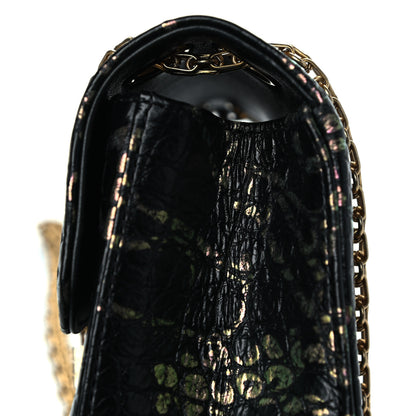 Chanel Calfskin Crocodile Embossed Graffiti 2.55 Mini Cocodile Reissue Flap Black Pink 16 of 17
