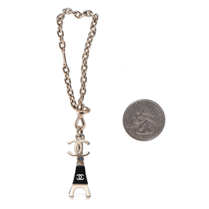 Chanel Crystal CC Eiffel Tower Bag Charm Gold 2 of 6