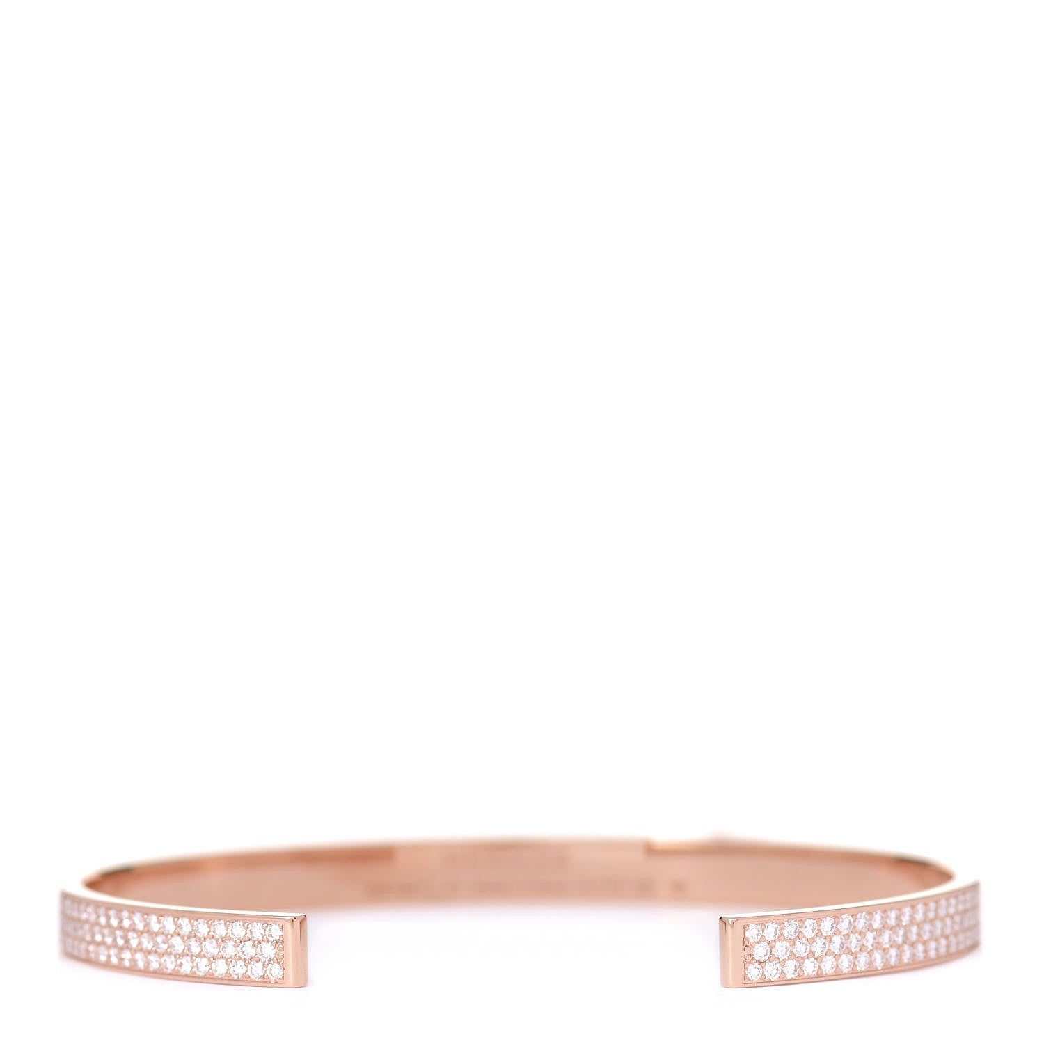 Hermes 18K Rose Gold Diamond Pave Kelly Clochette Cuff Bracelet ST 3 of 4