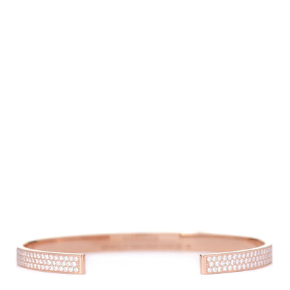 Hermes 18K Rose Gold Diamond Pave Kelly Clochette Cuff Bracelet ST 3 of 4