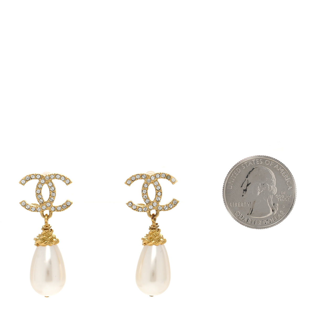 Crystal Pearl CC Braided Drop Earrings Gold