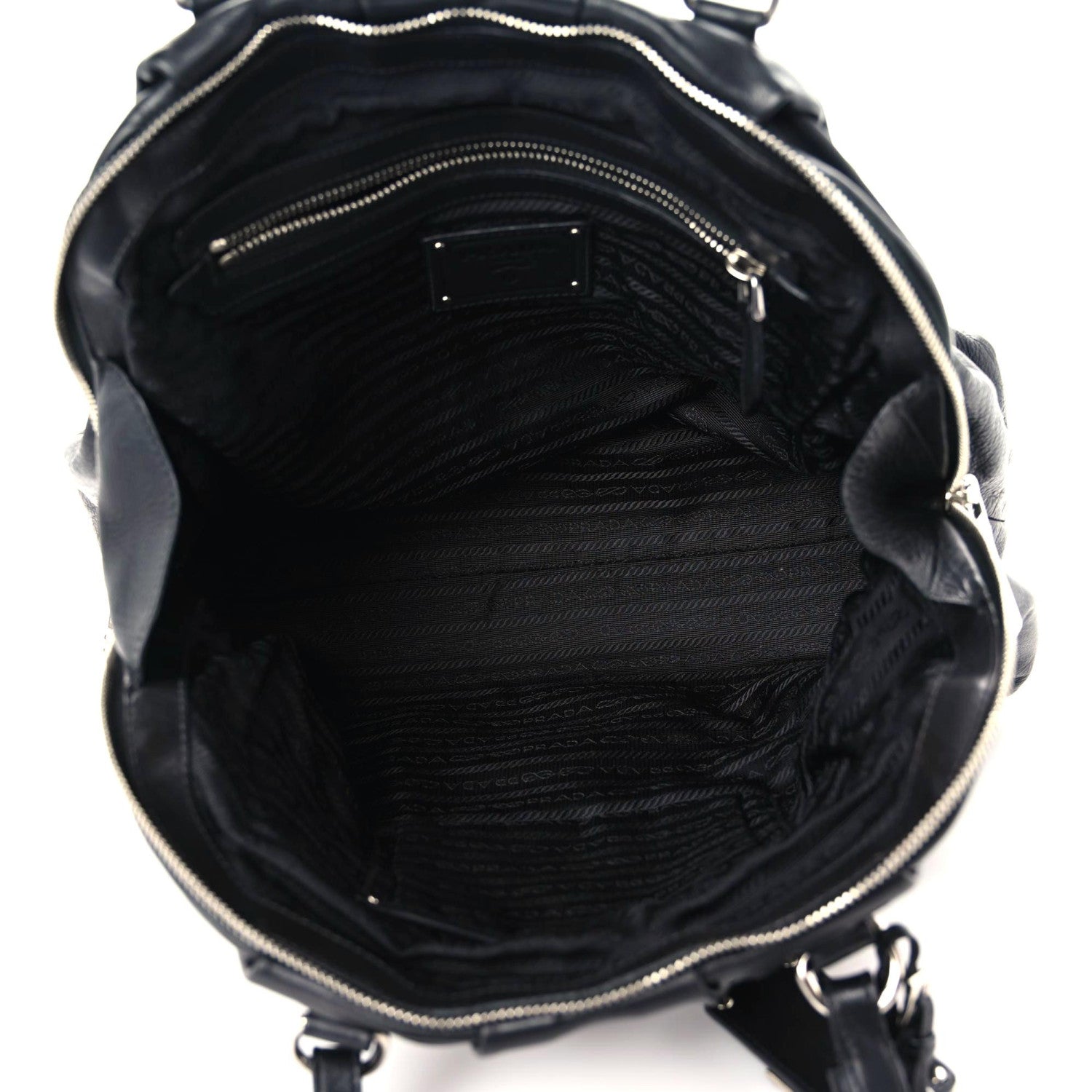 Prada Soft Calf Pleated Tote Black 13 of 14