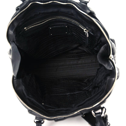 Prada Soft Calf Pleated Tote Black 13 of 14