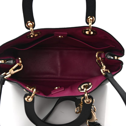 Christian Dior Bullcalf Medium Diorissimo Tote Black Rose Indien 5 of 10