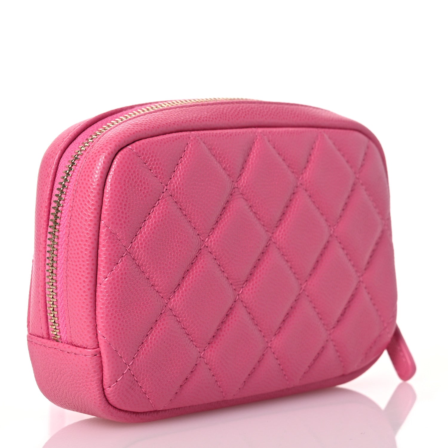Chanel Caviar Quilted Small Curvy Pouch Cosmetic Case Pink 3 of 9