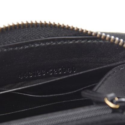 Gucci Calfskin Matelasse GG Marmont Zip Around Wallet Black White 6 of 6
