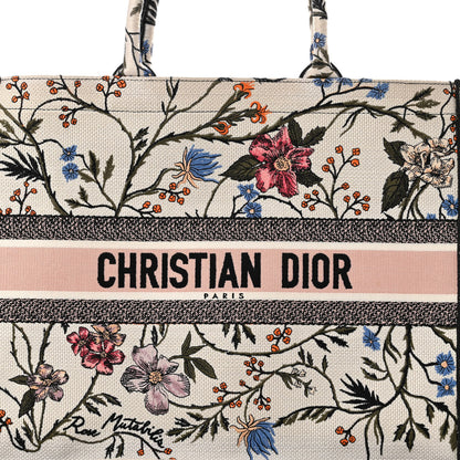 Christian Dior Canvas Embroidered Large Rosa Mutabilis Book Tote White Multicolor 8 of 10