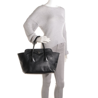 Prada Soft Calfskin Large Studded East West Tote Black 2 of 10