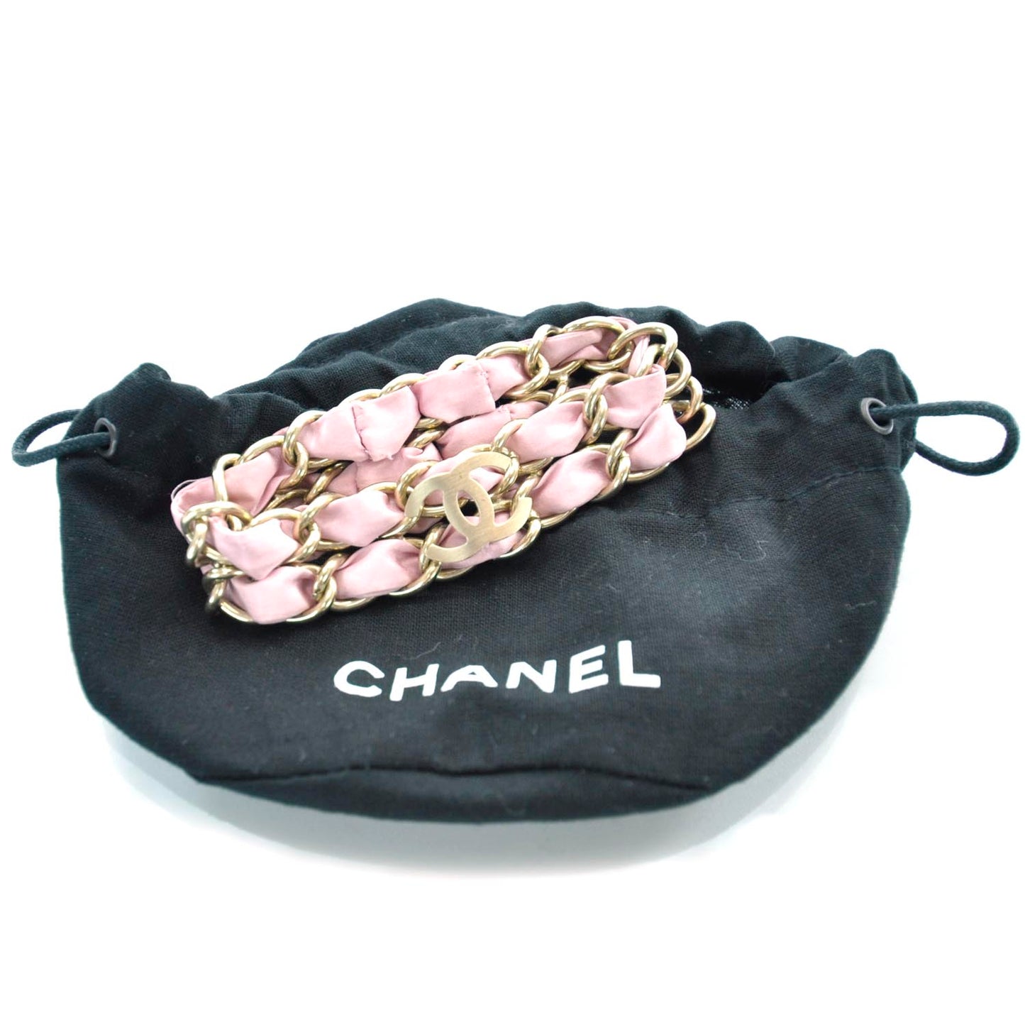 Satin CC Chain Bracelet Pink