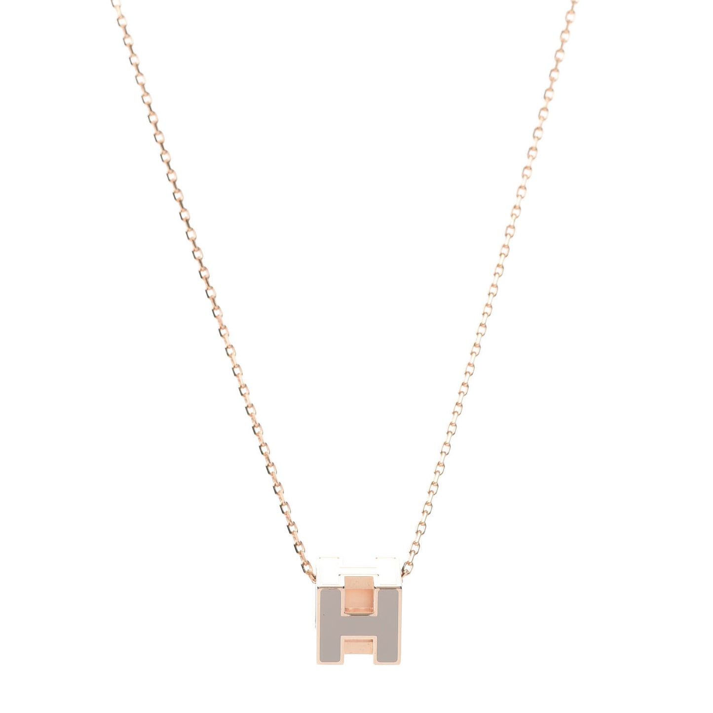 Rose Gold Lacquered Cage d'H Necklace Marron Glace