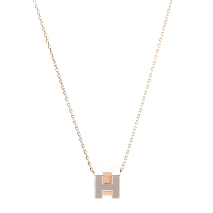 Hermes Rose Gold Lacquered Cage d'H Necklace Marron Glace 1 of 6