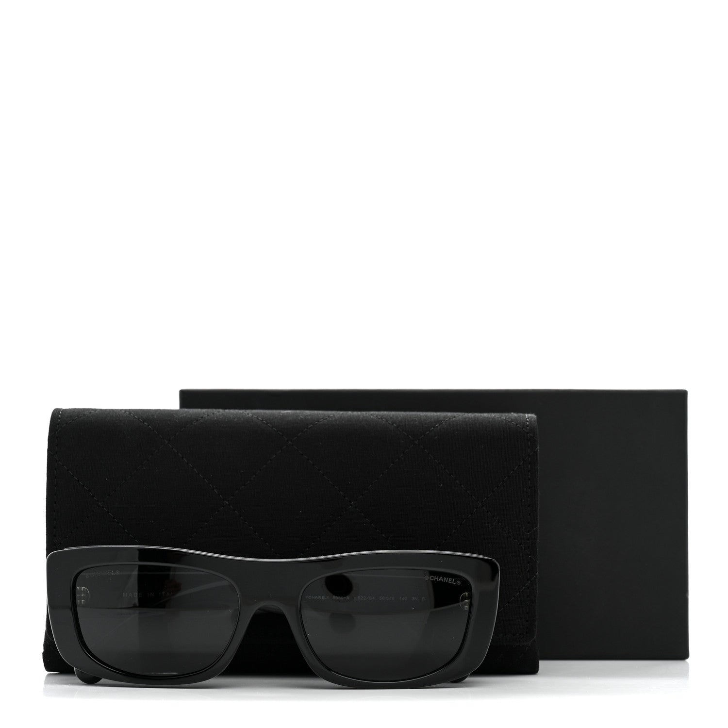 Chanel Acetate Rectangle Sunglasses 5559-A Black 8 of 8