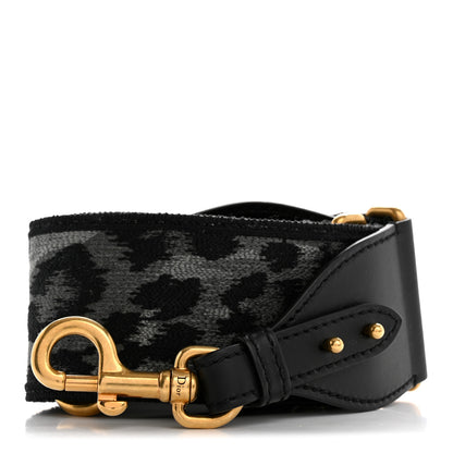 Christian Dior Canvas Mizza Embroidered Leopard Shoulder Strap Grey 1 of 8