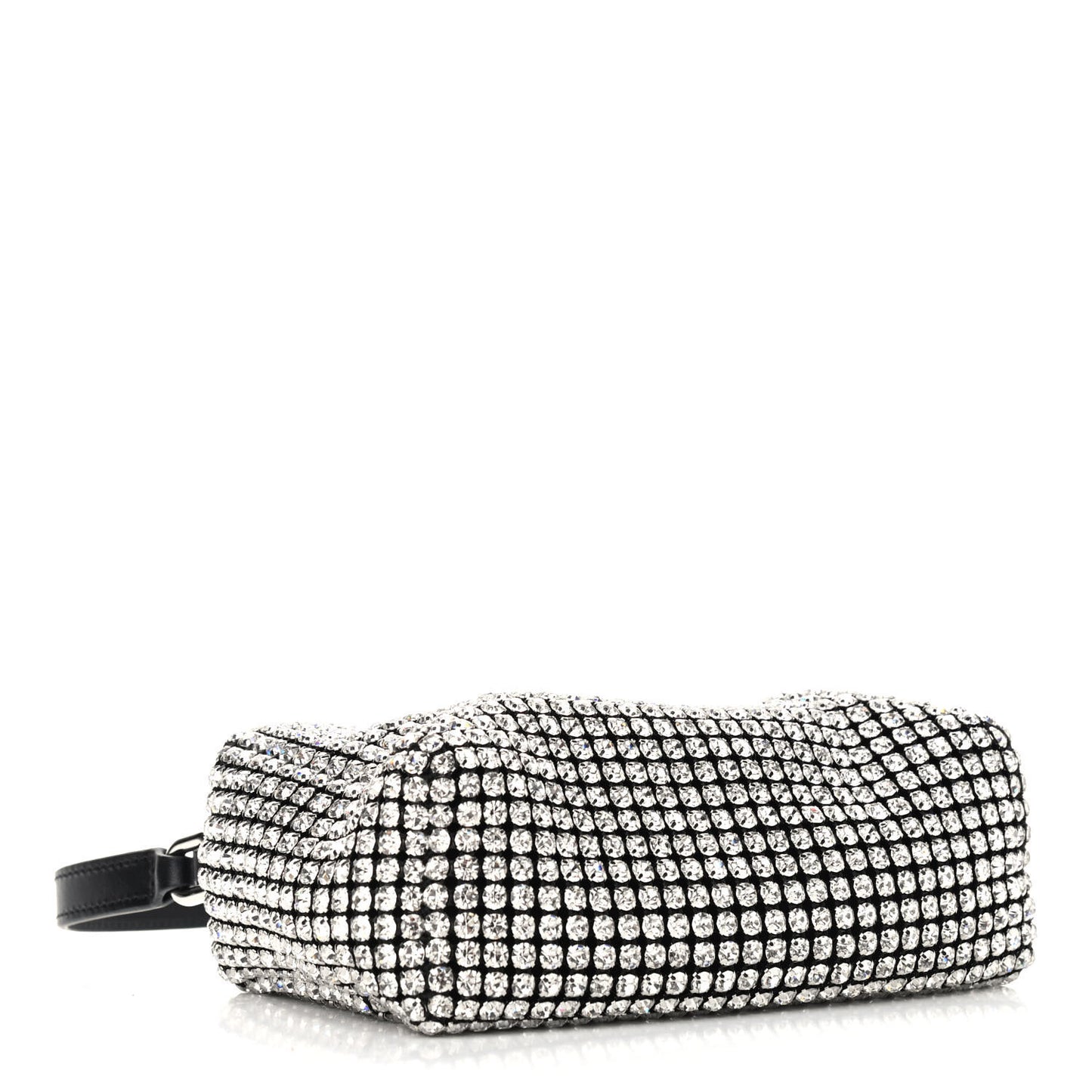 Mesh Crystal Rhinestone Mini Heiress Pouch Black Silver