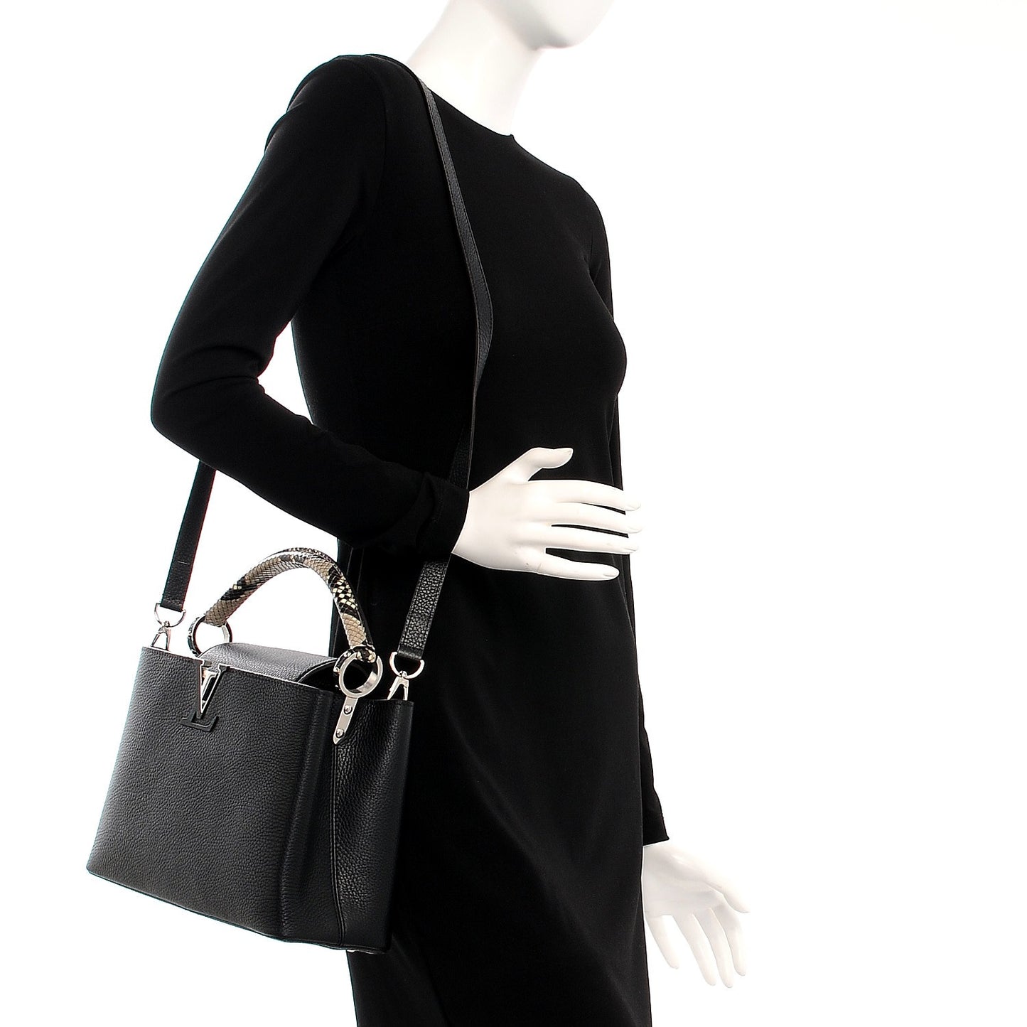 Taurillon Python Capucines PM Black