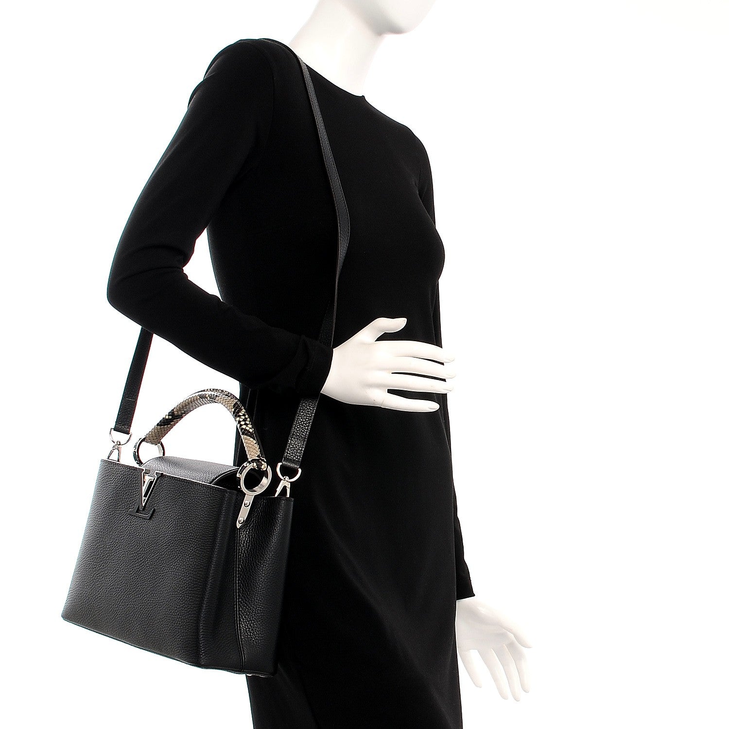 Louis Vuitton Taurillon Python Capucines PM Black 2 of 7