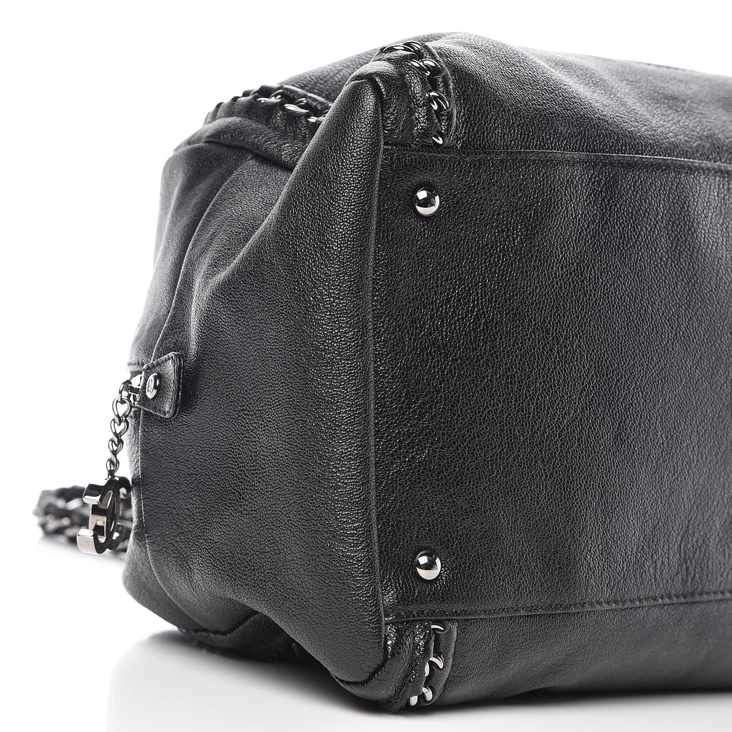 Chanel Metallic Goatskin Large Luxe Ligne Bowler Black 9 of 10