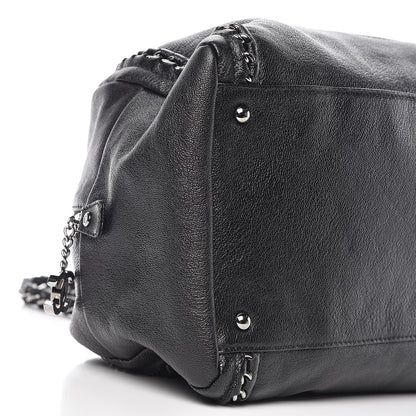 Chanel Metallic Goatskin Large Luxe Ligne Bowler Black 9 of 10