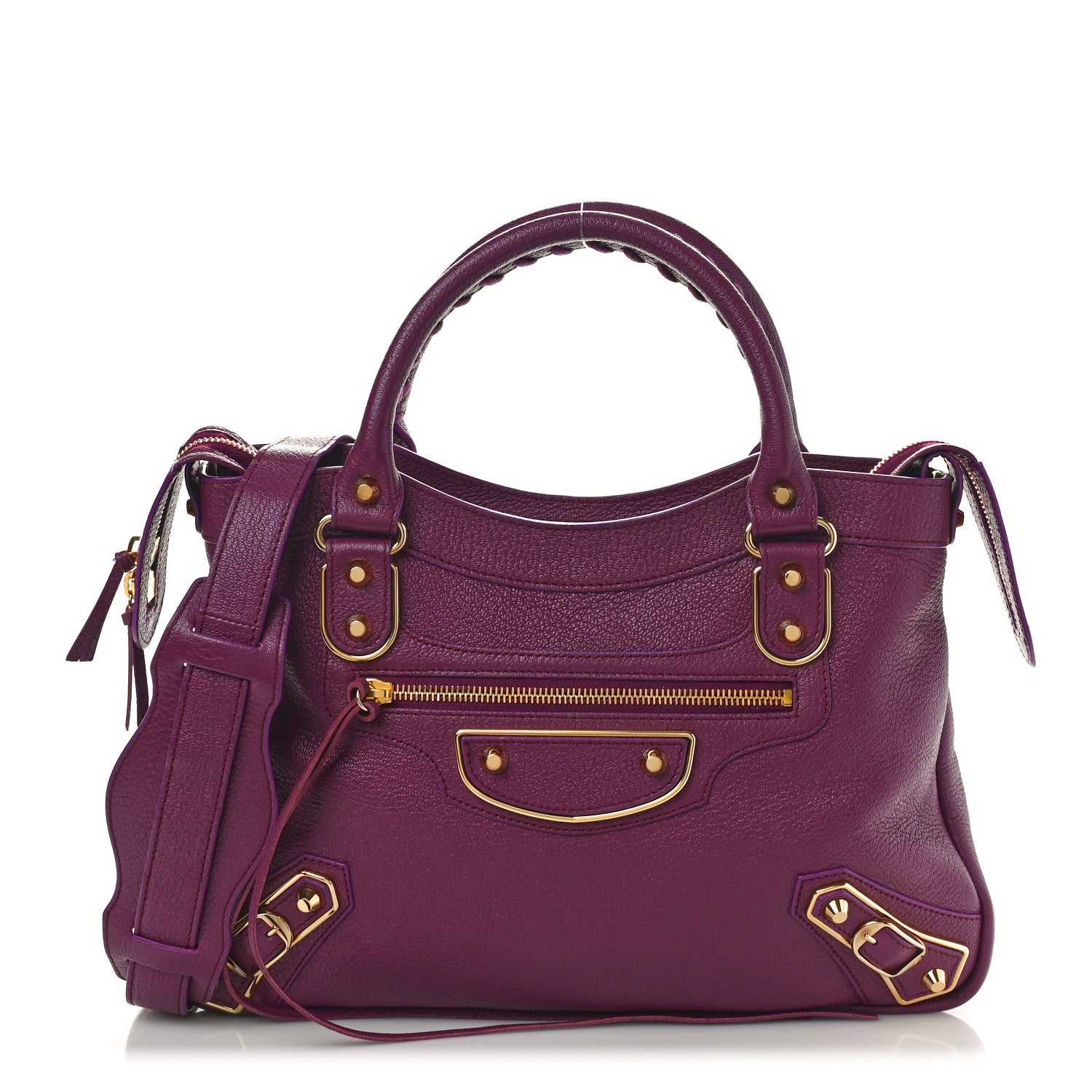 Balenciaga Chevre Gold Metallic Edge Hardware Town Violet Prune 1 of 12