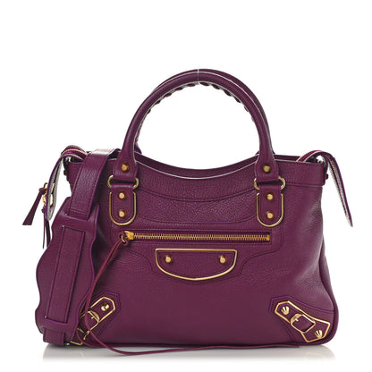 Balenciaga Chevre Gold Metallic Edge Hardware Town Violet Prune 1 of 12