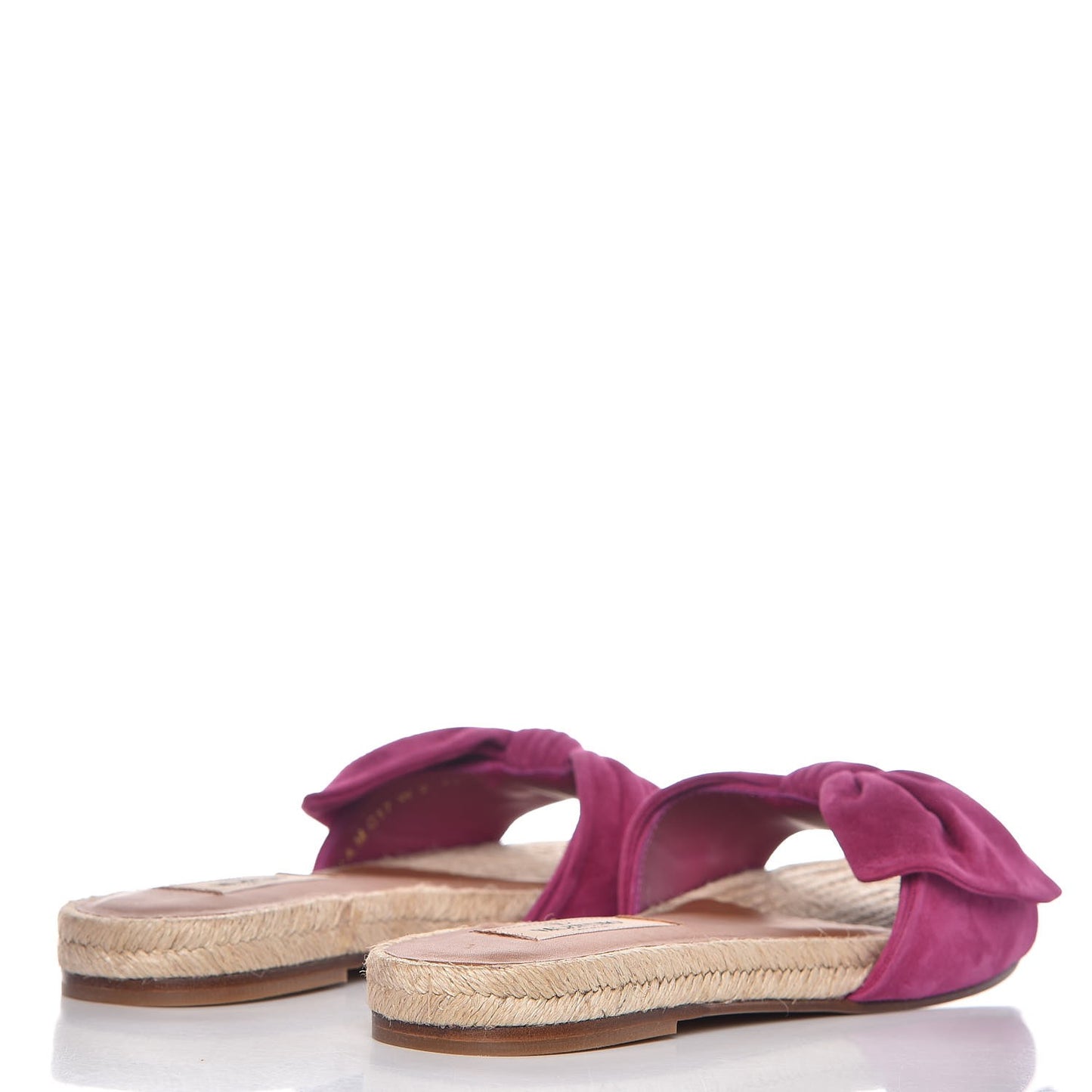 Suede Tropical Bow Espadrille Flat Slide Sandals 35.5 Deep Cyclamin