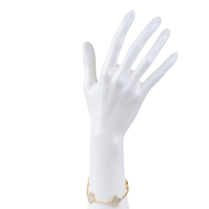 Van Cleef & Arpels 18K Yellow Gold Mother of Pearl 5 Motifs Vintage Alhambra Bracelet 2 of 7