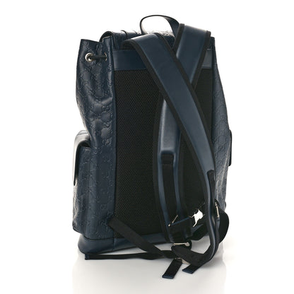 Gucci Guccissima Signature Double Buckle Backpack Navy 3 of 9