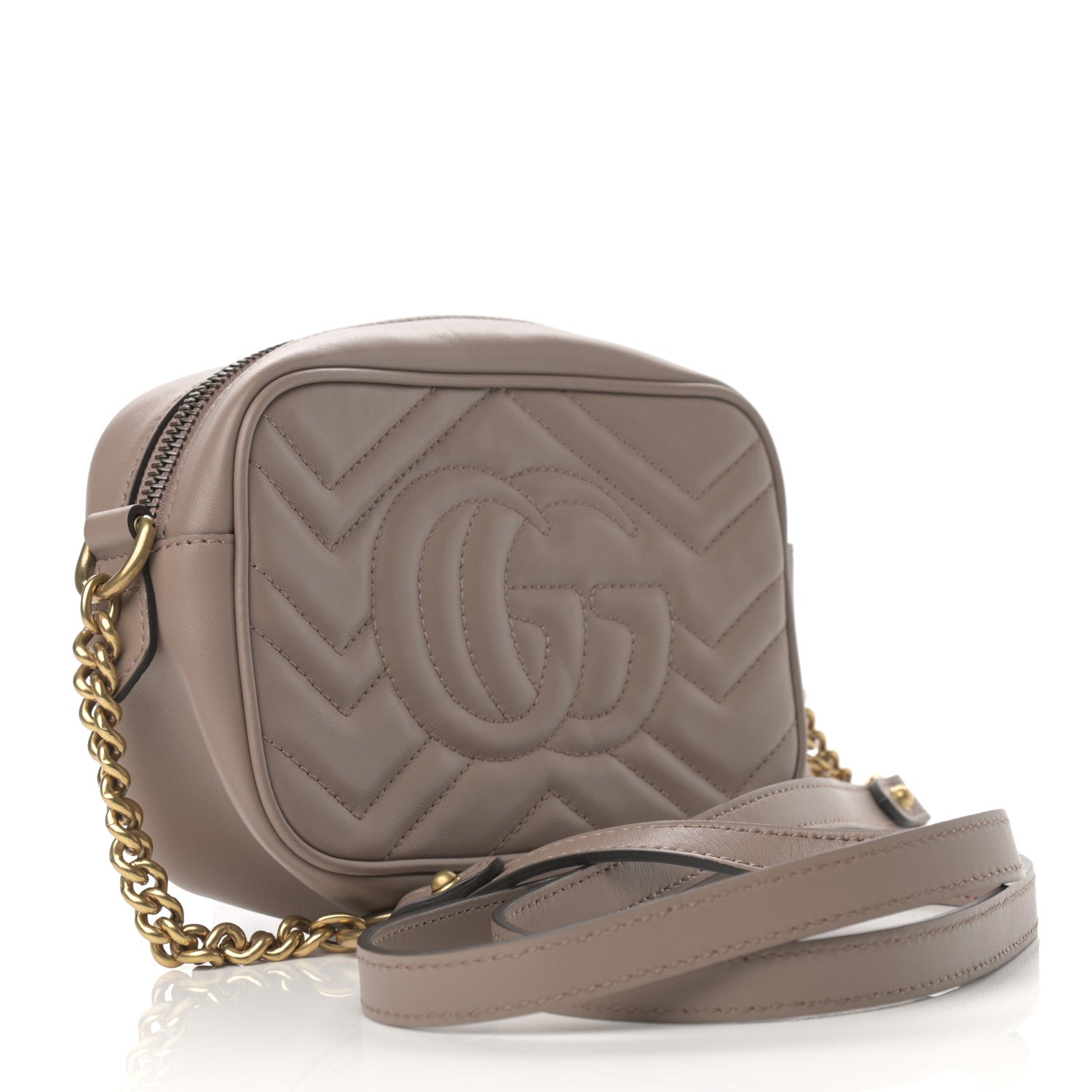 Gucci Calfskin Matelasse Mini GG Marmont Chain Shoulder Bag Porcelain Rose 3 of 10